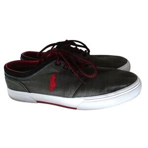 Ralph Lauren Polo Men's Faxon Gray Canvas Lace Sneakers Size 10.5D